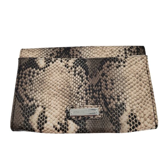 Steve Madden Snake Print Clutch Bag Inner Pockets Studs Punk Indie Sleaze Goth - Picture 3 of 6